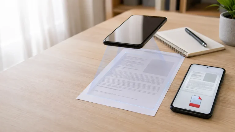 Telefon folosit pentru scanarea documentelor și salvarea lor în format PDF